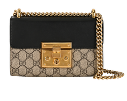 Padlock Shoulder Bag, Canvas/Leather, Beige/Black, 493075, 2*